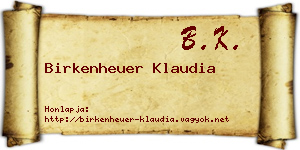 Birkenheuer Klaudia névjegykártya